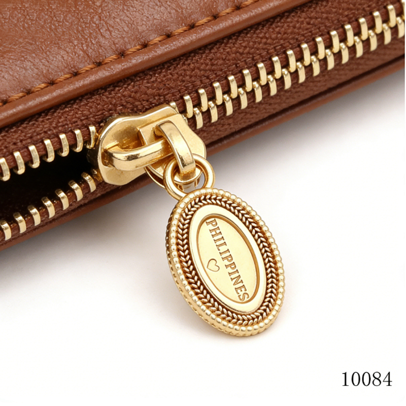 Custom Engraved Logo Metal Zipper Puller, Gold Oval Embossed Decorative Zipper Pull Tab, Premium Metal Zipper Slider Hardware Accessories for Handbags, Purses & Luggage