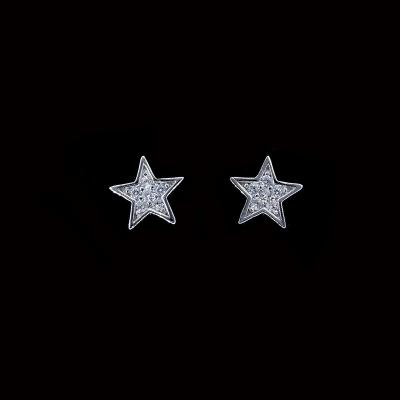 Fashion AAA Silver Cubic Zirconia Earrings 925 Star Shape For Girls