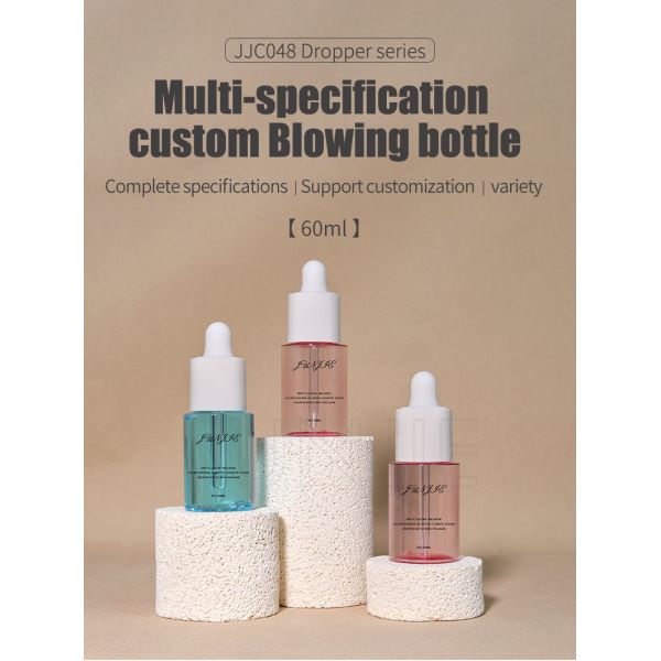 Luxury Hair Essential Oil Dropper Transparent 60ml Empty Plastic Cosmetic Moisturizer Tanning Oil Bottle Custom Color Skin Care