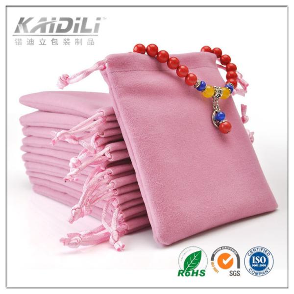 Lovely Pink Drawstring Jewelry Pouch Recyclable Material For Gift Storaging
